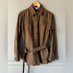 CAbi | Linen Military Style Jacket | Small | Olive